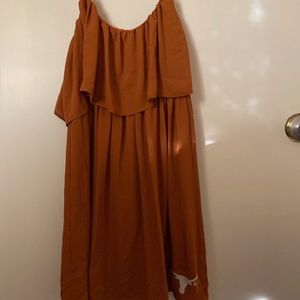 Burnt Orange Spaghetti Strap Game Day Dress